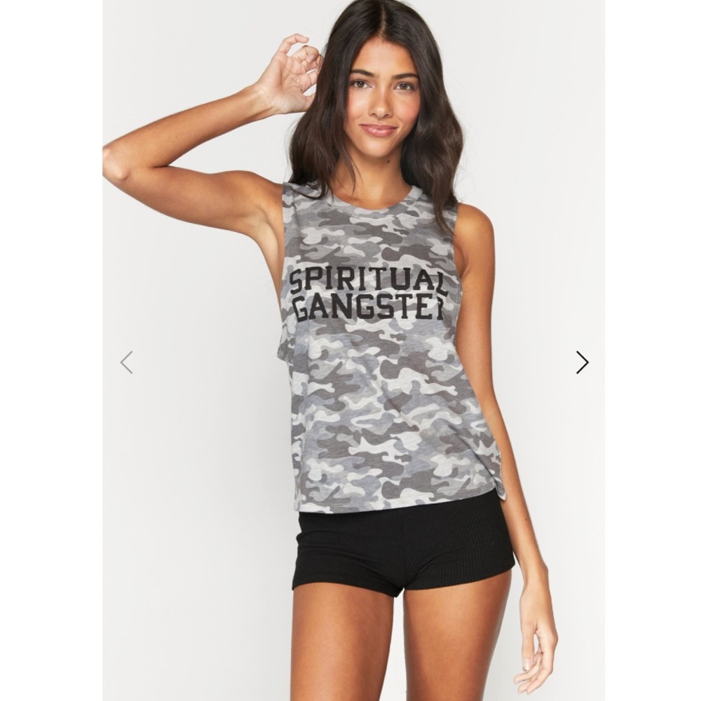 SPIRITUAL GANGSTER SG Varsity Camo Crop Top NWT